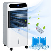 32" Evaporative Air Cooler with 3.2 Gal Water Tank, 60° Oscillating, 3-In-1 Ice Cooling Fan, Portable Swamp Cooler with Humidifier for Home Office, 3 Modes, 3 Speeds, 12H Timer, Remote, White