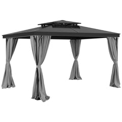 Gazebo Curtains Outdoor, Fit Most 10' X 10' X 6.7' Gazebos, 4-Panel Sidewall Gazebo Privacy Curtains With Zippers, 6.7' Tall Outdoor Curtain Replacement For Patio Canopy, Only Curtain, Gray