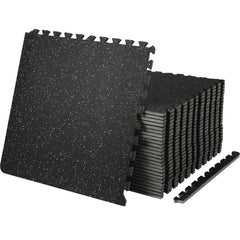 VEVOR 25 PCS Thick Gym Floor Mats, EVA Foam & Rubber Top Interlocking Workout Floor Mats With. Ft Coverage, Waterproof Exercise Puzzle Flooring For Gym, Home, Garage, Basement