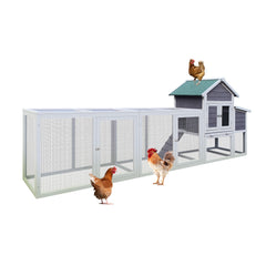 122 Large Gray Wood Chicken Coop Hen House Pet Rabbit Hutch Wooden Pet Cage With Nesting Box