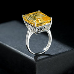 Natural Topaz Ring S925 Sterling Silver Gemstone Inlaid With High-grade Light Luxury