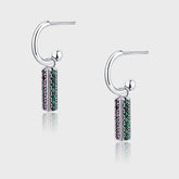 Long 925 Sterling Silver Colorful Lovely Earrings