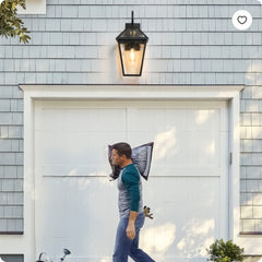 21inch 1 Pack Outdoor Wall Lantern Light Modern Black Metal & Clear Glass Sconce For Porch, Patio, And Garden Lighting Bulb Not Included