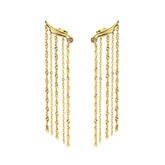 Women's Sterling Silver Gold Plated Long Dangling Tassel Earrings