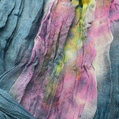 Turquoise Tie-Dye Cotton Scarf - Bohemian Crinkle Scarf 67inchx26inch
