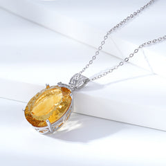 Elegant Natural Topaz Pendant Luxury 925 Silver Necklace Female Collar Chain Valentine's Day Gift For Girlfriend