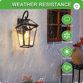 21inch 1 Pack Outdoor Wall Lantern Light Modern Black Metal & Clear Glass Sconce For Porch, Patio, And Garden Lighting Bulb Not Included