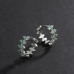 925 Sterling Silver Green Zircon Rivet Earrings