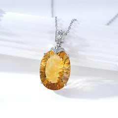 Elegant Natural Topaz Pendant Luxury 925 Silver Necklace Female Collar Chain Valentine's Day Gift For Girlfriend
