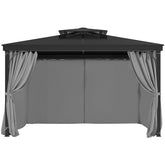 Gazebo Curtains Outdoor, Fit Most 10' X 10' X 6.7' Gazebos, 4-Panel Sidewall Gazebo Privacy Curtains With Zippers, 6.7' Tall Outdoor Curtain Replacement For Patio Canopy, Only Curtain, Gray