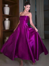 Satin Tube Top Full Skirt Dress