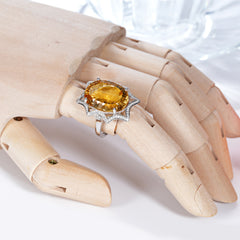 Natural Crystal Jewelry European And American Simple Light Luxury Style Large Topaz Ring