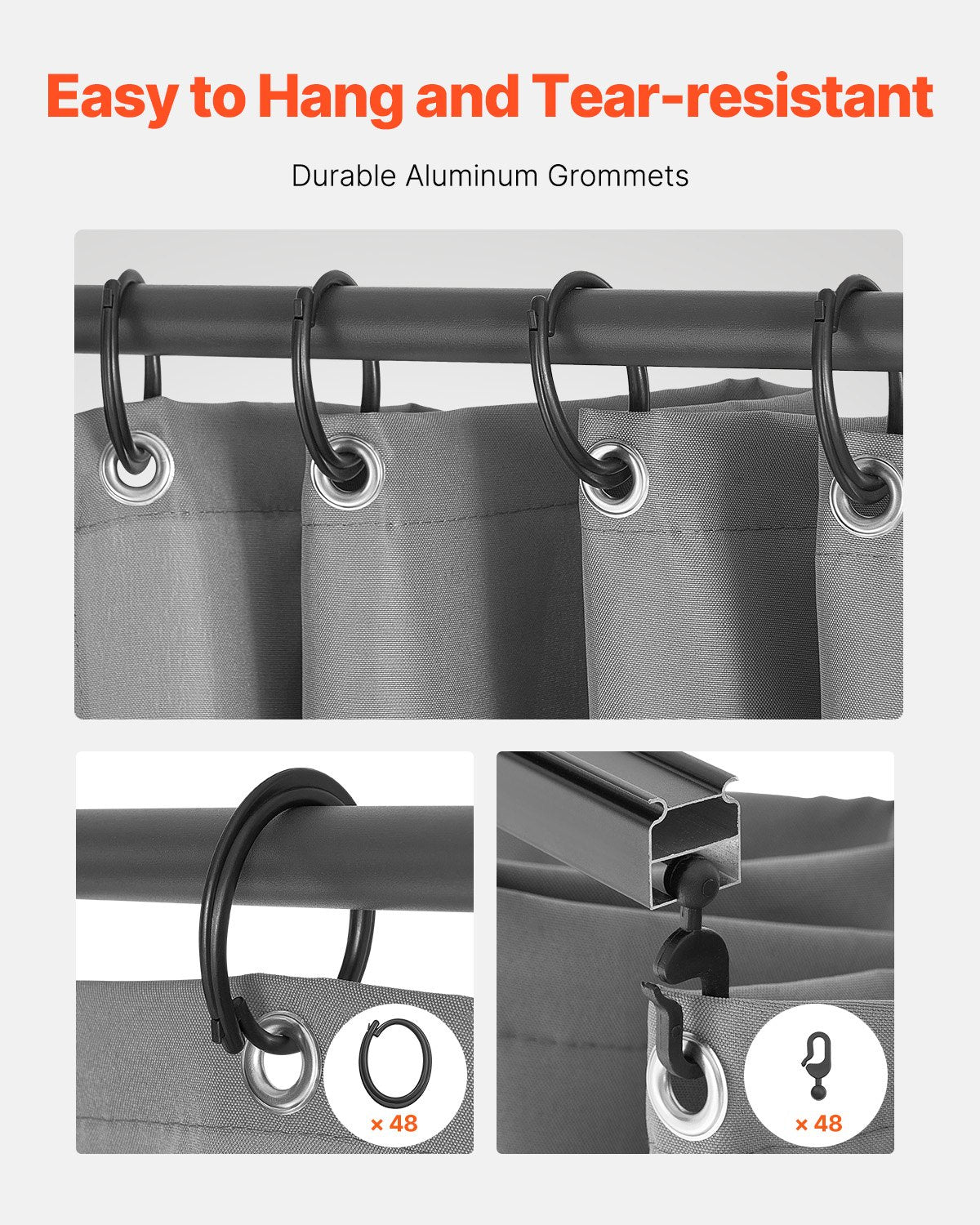 Gazebo Curtains Outdoor, Fit Most 10' X 10' X 6.7' Gazebos, 4-Panel Sidewall Gazebo Privacy Curtains With Zippers, 6.7' Tall Outdoor Curtain Replacement For Patio Canopy, Only Curtain, Gray
