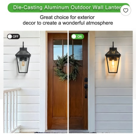 21inch 1 Pack Outdoor Wall Lantern Light  Modern Black Metal & Clear Glass Sconce For Porch, Patio, And Garden Lighting Bulb Not Included