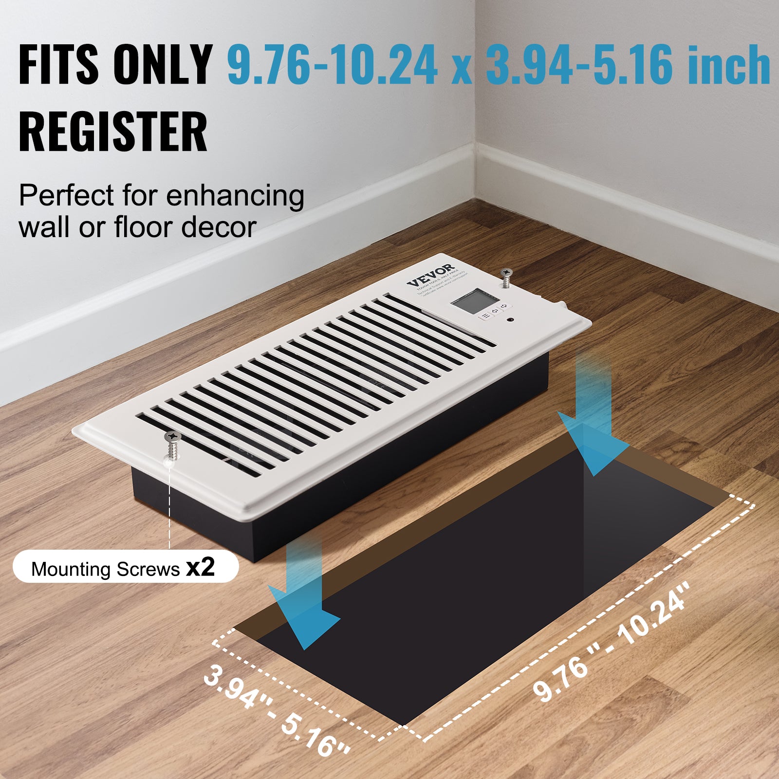 VEVOR Register Booster Fan, Quiet Vent Booster Fan Fits Register Holes, With Remote Control And Thermostat Control, Adjustable Speed For Heating Cooling Smart Vent, White