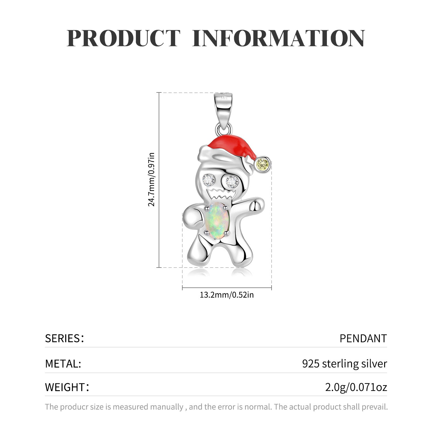 Creative Christmas Snowbread Man S925 Sterling Silver Necklace Fashion Y2K Qianxi Style Collar Chain