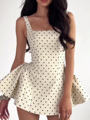Polka Dot Strapless Waist Mini Dress