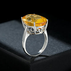 Luxury 20Ct Oval Natural Topaz Ring S925 Sterling Silver