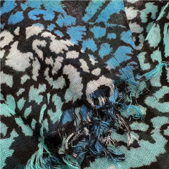 Turquoise Printed Viscose Scarf - Long Boho Scarf 72inchx22inch
