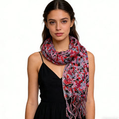 Flowy Long Red Scarf,Bold Red Floral Print Energizes,Perfect Wedding Guest Accessory,vacation,daily Life,evening Party,Office Appropriate Subtlety For Women Men,for Casual Outfits