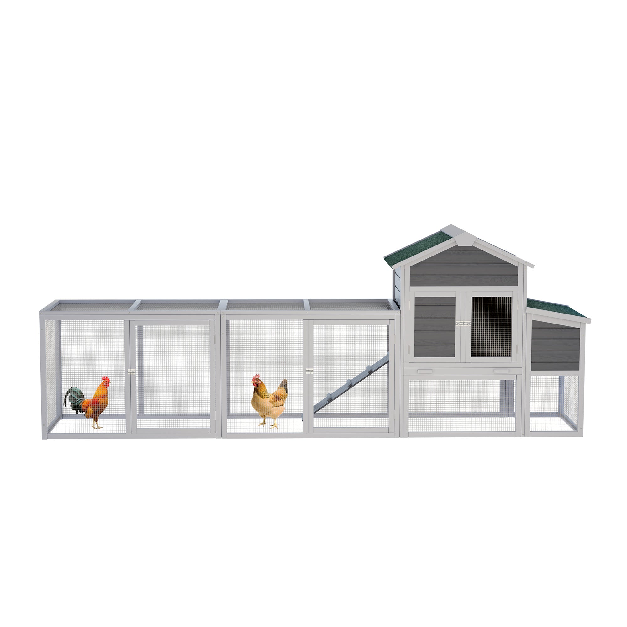 122 Large Gray Wood Chicken Coop Hen House Pet Rabbit Hutch Wooden Pet Cage  With Nesting Box