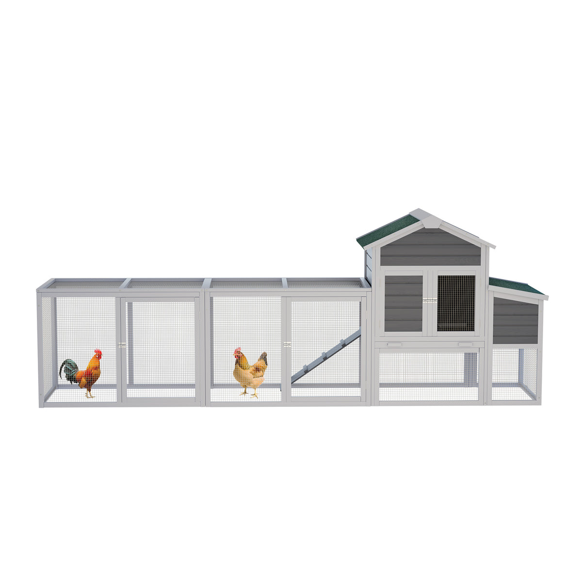 122 Large Gray Wood Chicken Coop Hen House Pet Rabbit Hutch Wooden Pet Cage  With Nesting Box