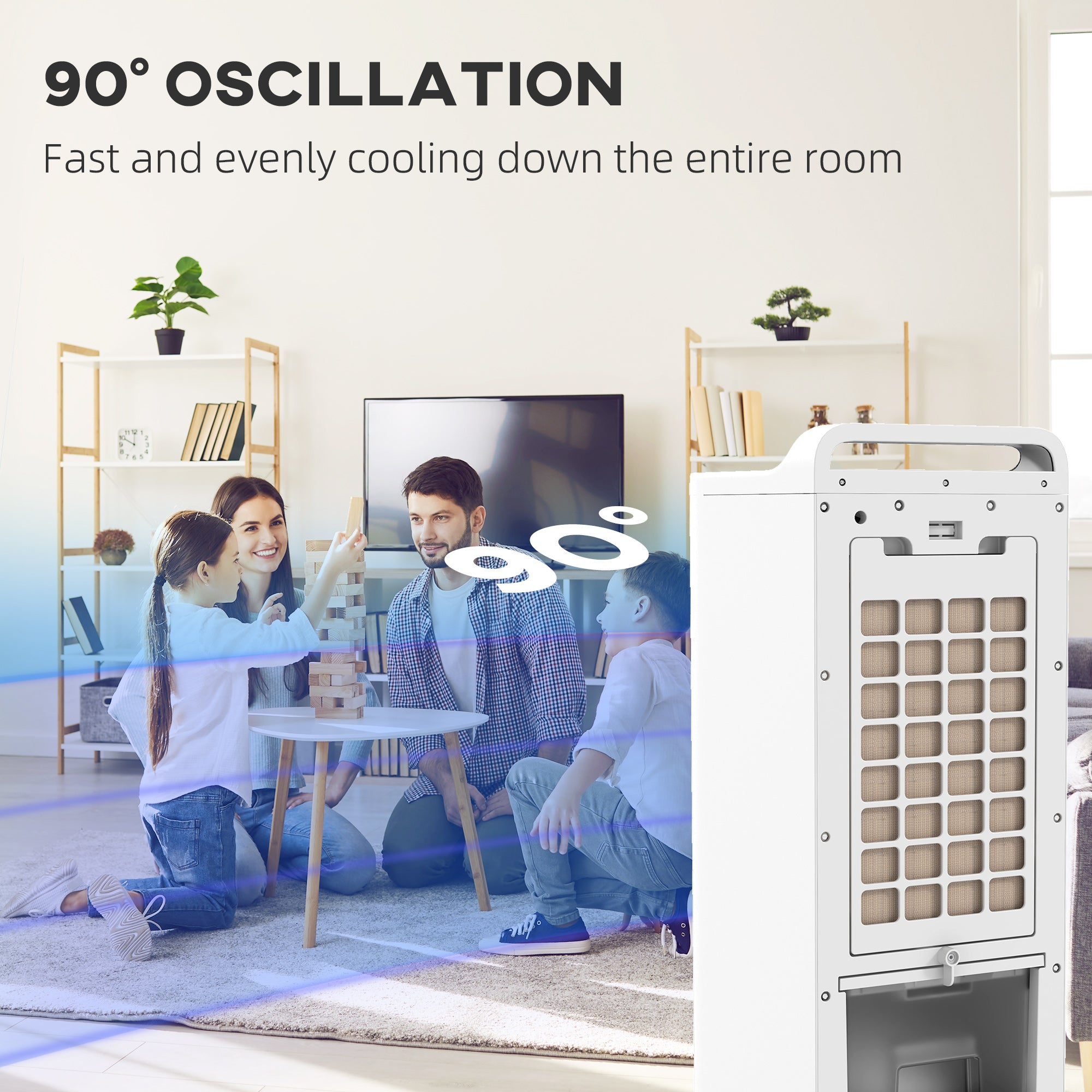Room Air Cooler with Ice Packs, Ice Cooling Fan Water Humidifier Unit with Remote, Timer, Oscillating