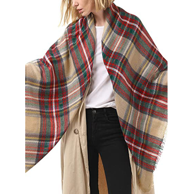 59 X 59in Women Scarf Plaid Tassel Soft Warm Blanket Scarves Womens Shawl Wraps