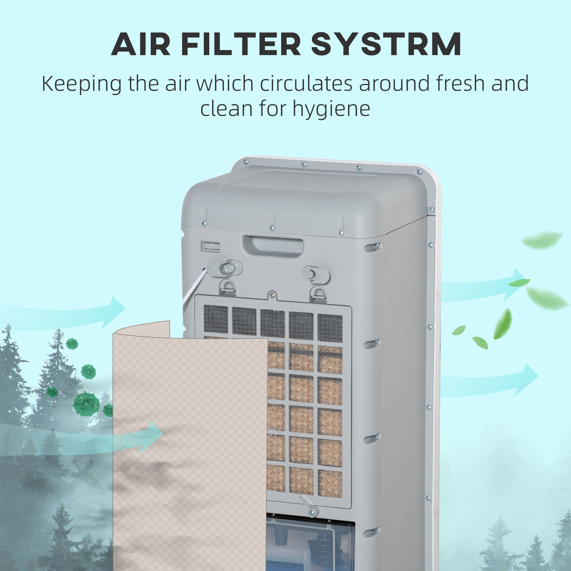 32" Evaporative Air Cooler with 3.2 Gal Water Tank, 60° Oscillating, 3-In-1 Ice Cooling Fan, Portable Swamp Cooler with Humidifier for Home Office, 3 Modes, 3 Speeds, 12H Timer, Remote, White