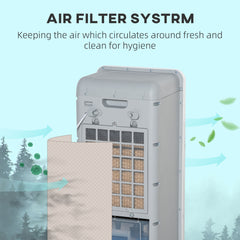 32" Evaporative Air Cooler with 3.2 Gal Water Tank, 60° Oscillating, 3-In-1 Ice Cooling Fan, Portable Swamp Cooler with Humidifier for Home Office, 3 Modes, 3 Speeds, 12H Timer, Remote, White