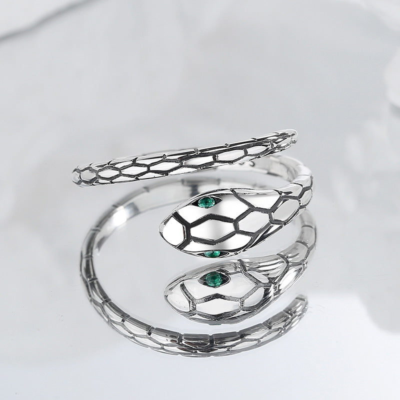 925 Sterling Silver Green Snake Eye Ring Can Be Worn By Men And Women