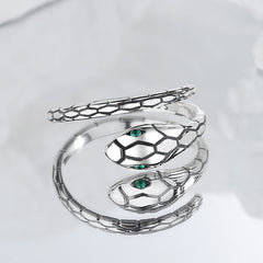 925 Sterling Silver Green Snake Eye Ring Can Be Worn By Men And Women