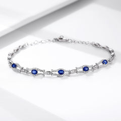 Natural Sapphire Bracelet Women's S925 Silver Set Gem Jewelry Premium Original Design Jewelry