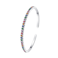 925 Sterling Silver Niche Design Vintage Heavy Industry Rainbow Versatile Bracelet