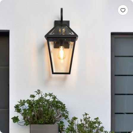 21inch 1 Pack Outdoor Wall Lantern Light  Modern Black Metal & Clear Glass Sconce For Porch, Patio, And Garden Lighting Bulb Not Included