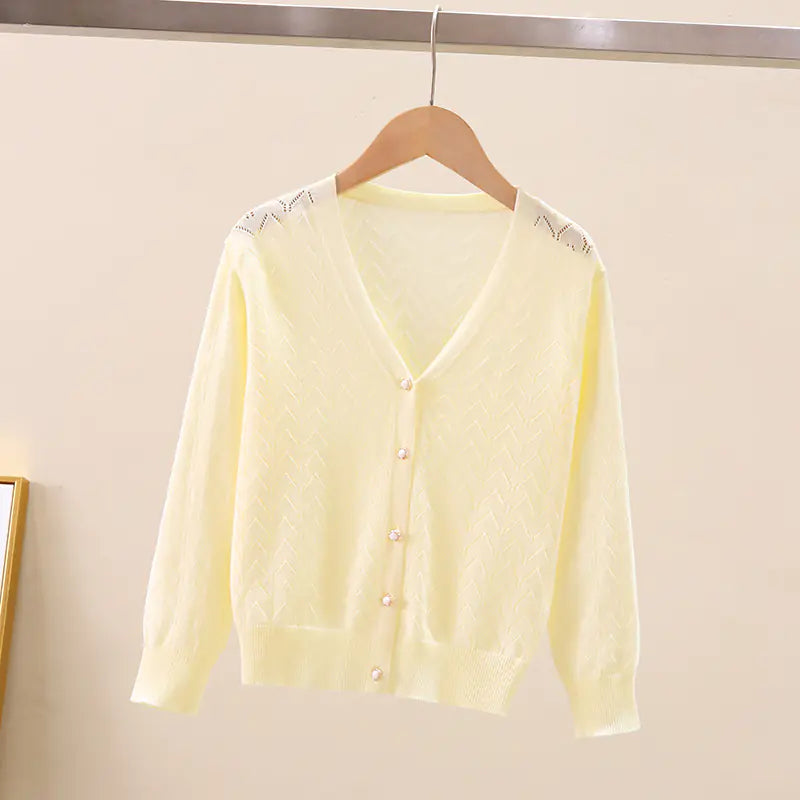 Children's Thin Knitted Cardigan UV Jacket for Ages 5+