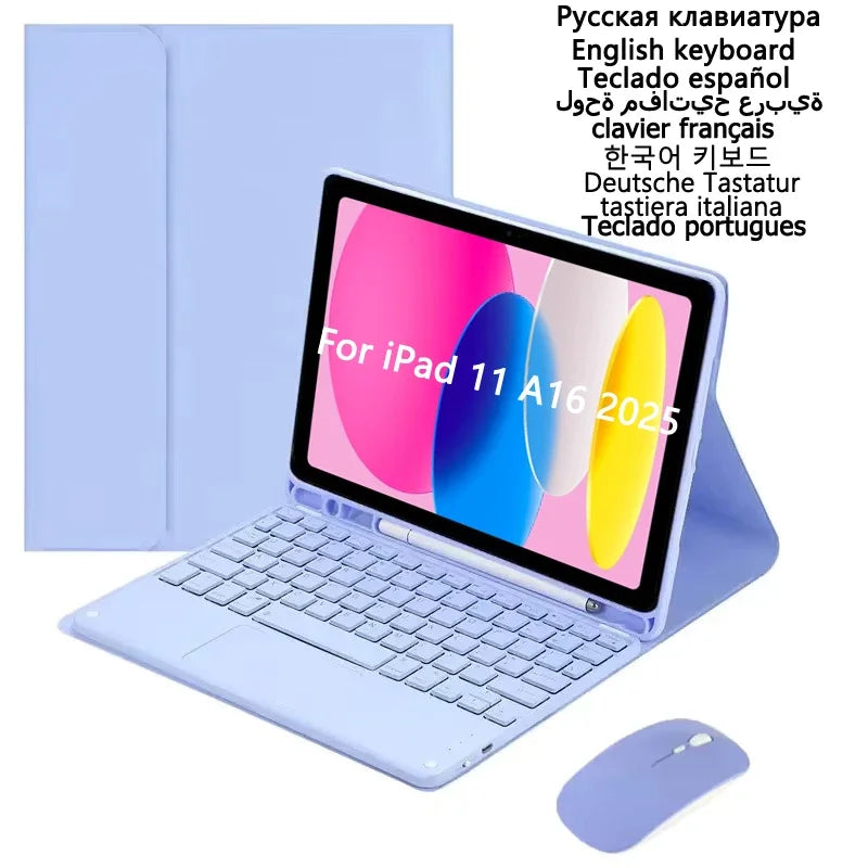 Case with Keyboard for iPad 11th Case A16 11 inch 2025 Touchpad Keyboard for iPad 11th Generation Cover with Pencil Slot Stand