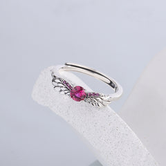925 Sterling Silver Angel's Wing Index Finger Ring Female