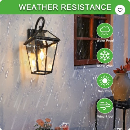 21inch 1 Pack Outdoor Wall Lantern Light  Modern Black Metal & Clear Glass Sconce For Porch, Patio, And Garden Lighting Bulb Not Included
