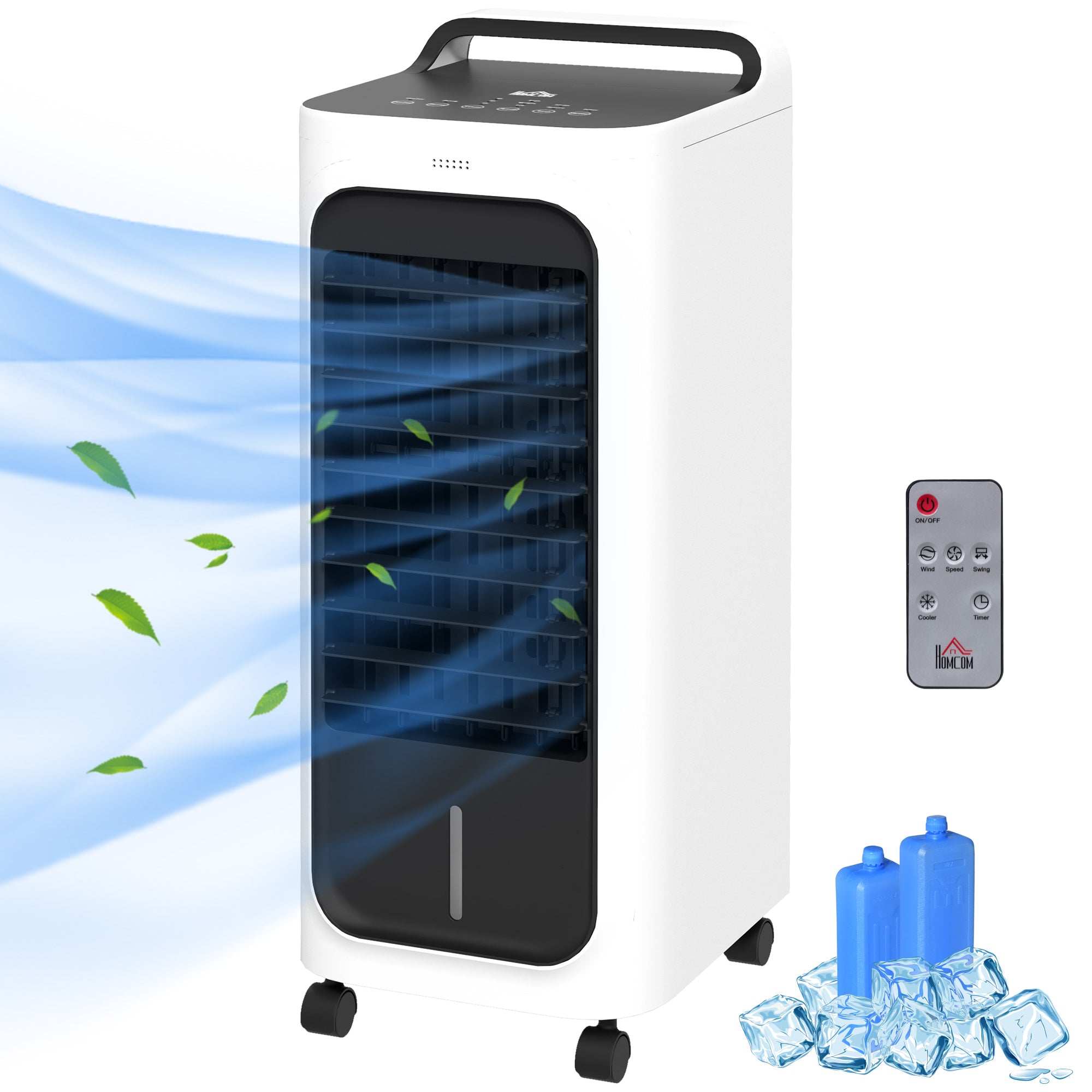 Room Air Cooler with Ice Packs, Ice Cooling Fan Water Humidifier Unit with Remote, Timer, Oscillating