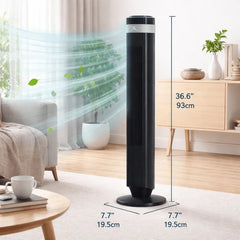 The Bedroom Is Equipped With A Silent Tower-type Fan, A 28-decibel Standing Fan, Intelligent Automatic Mode, And A 64' Swivel Bladeless Cooling Fan.