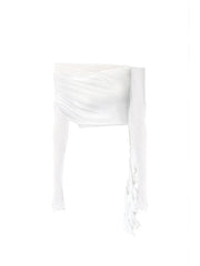 Fake Two Piece One Shoulder Slim Fit Stretch Knit Long Sleeve Top