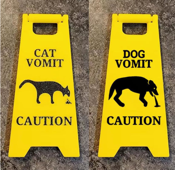 Funny Cat Pet Vomiting Warning Sign