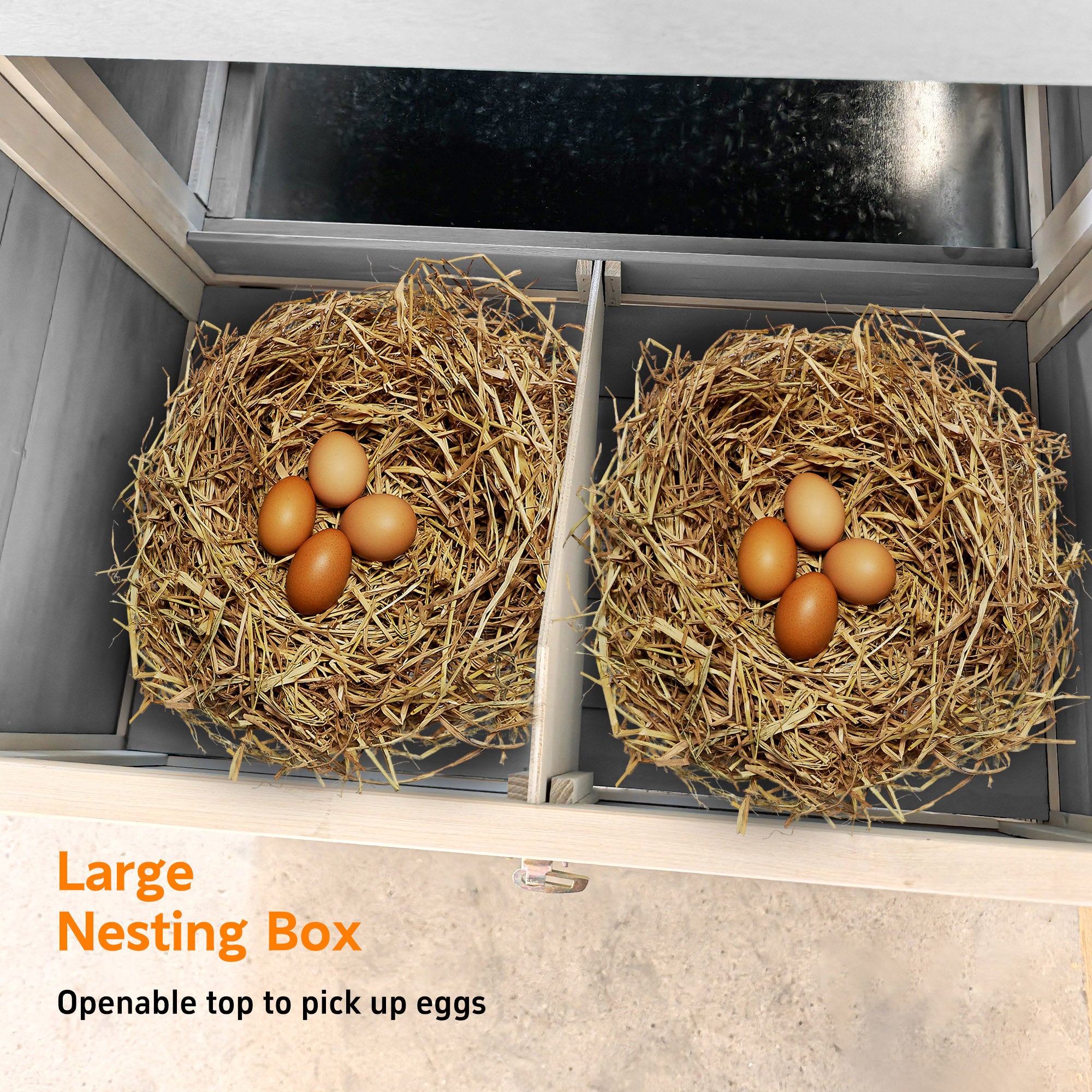 122 Large Gray Wood Chicken Coop Hen House Pet Rabbit Hutch Wooden Pet Cage  With Nesting Box