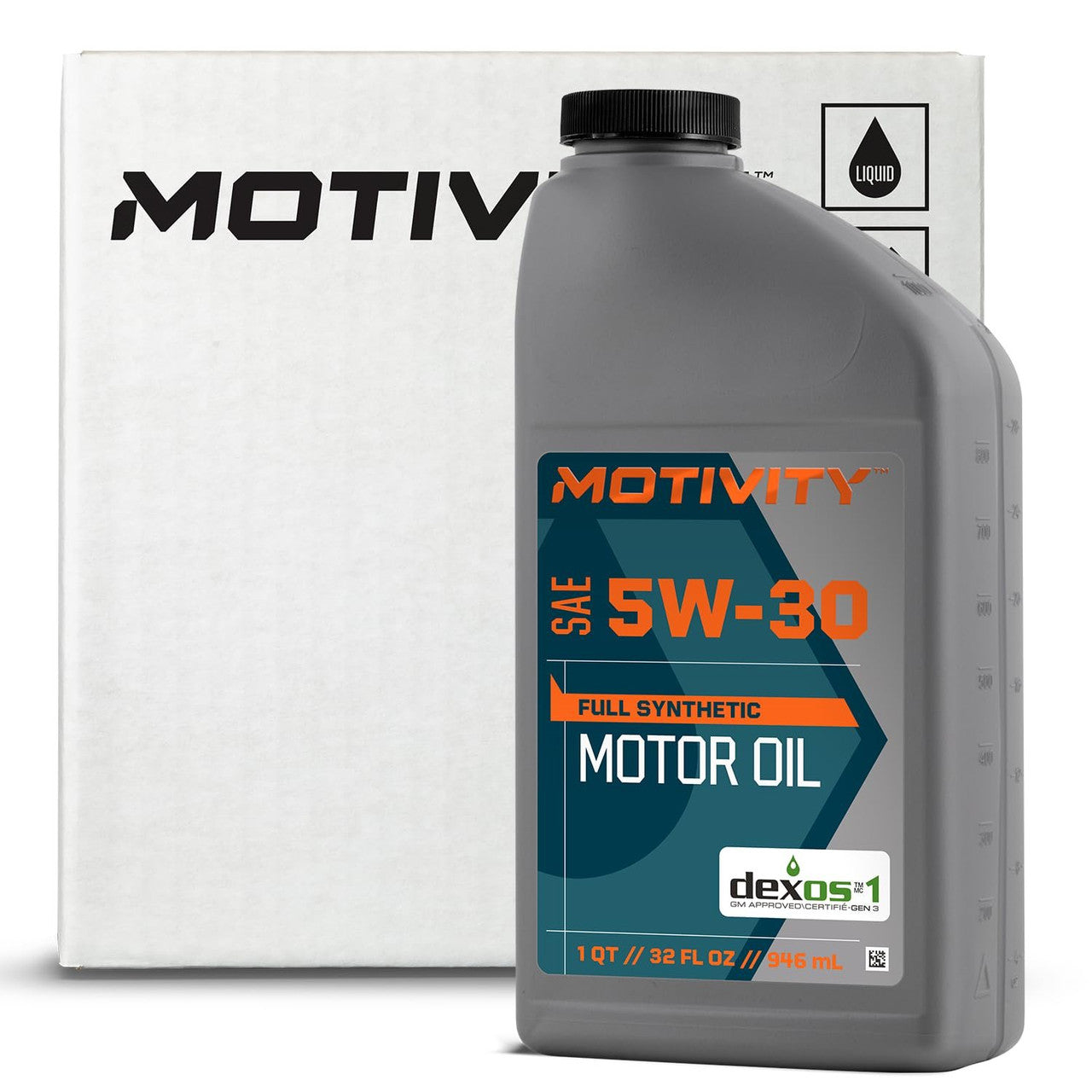 MOTIVITY Full Synthetic SAE 5W-30 dexos1 Gen3 Motor Oil - 6 Pack of 1 Quart Bottles