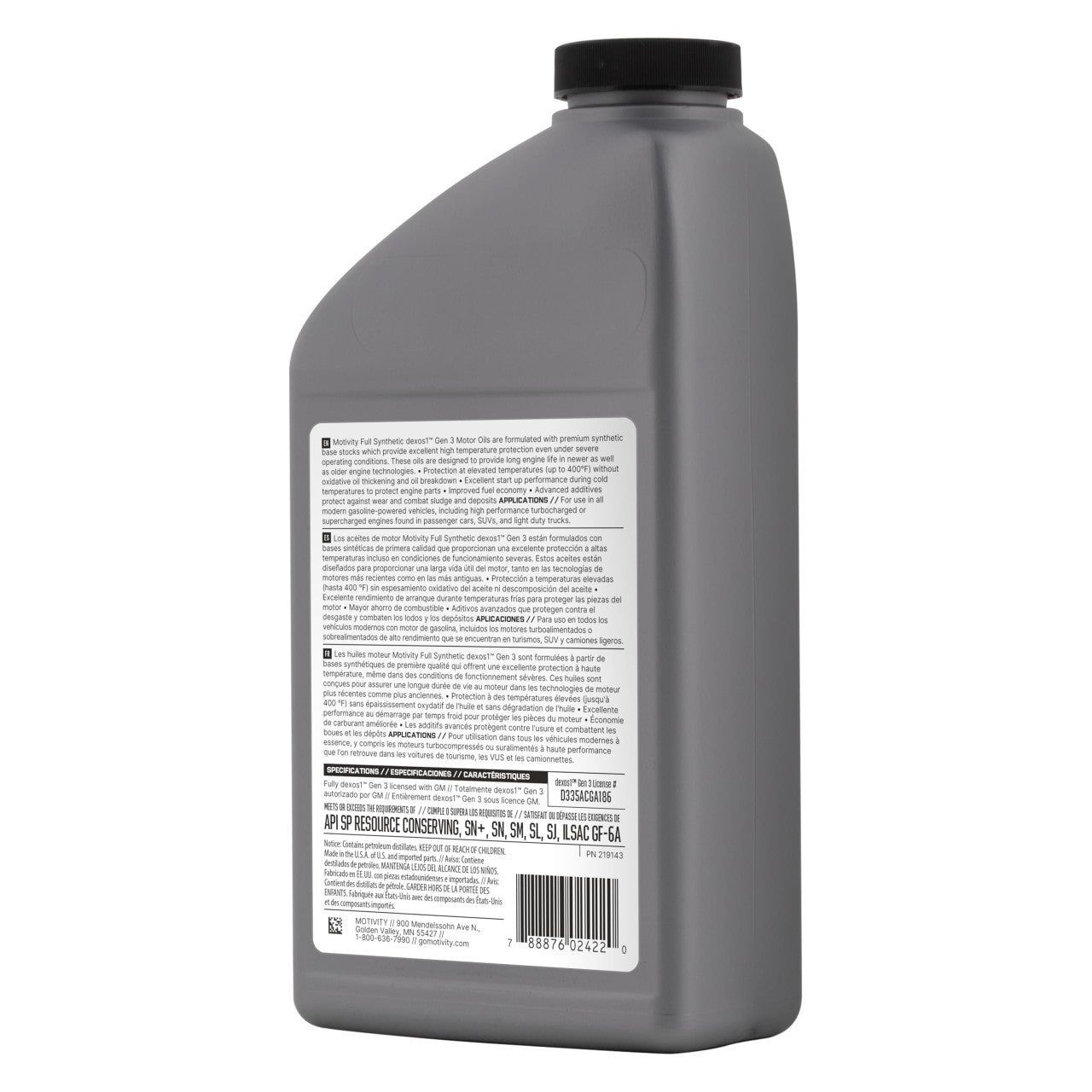 MOTIVITY Full Synthetic SAE 5W-30 dexos1 Gen3 Motor Oil - 6 Pack of 1 Quart Bottles
